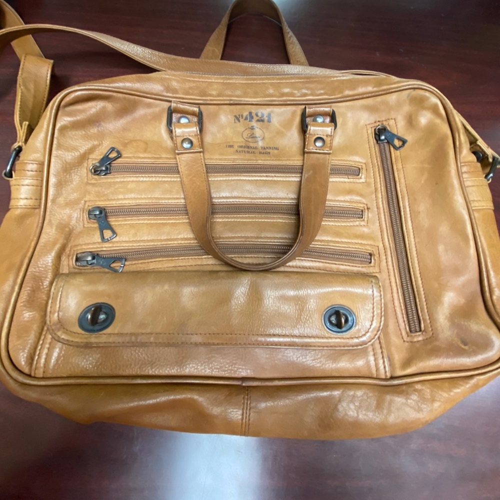 Vintage Leather Tan Messenger Bag